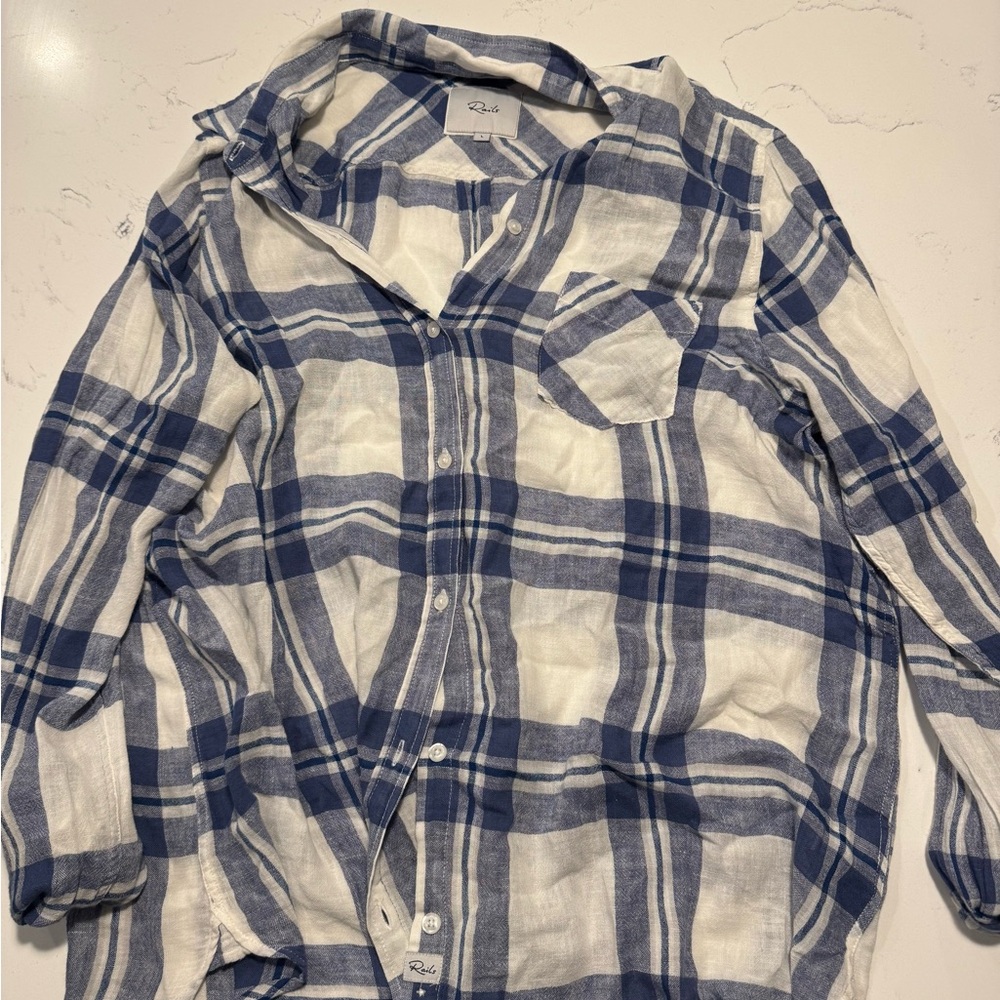 Rails Blue and White Casual Button Down Shirt